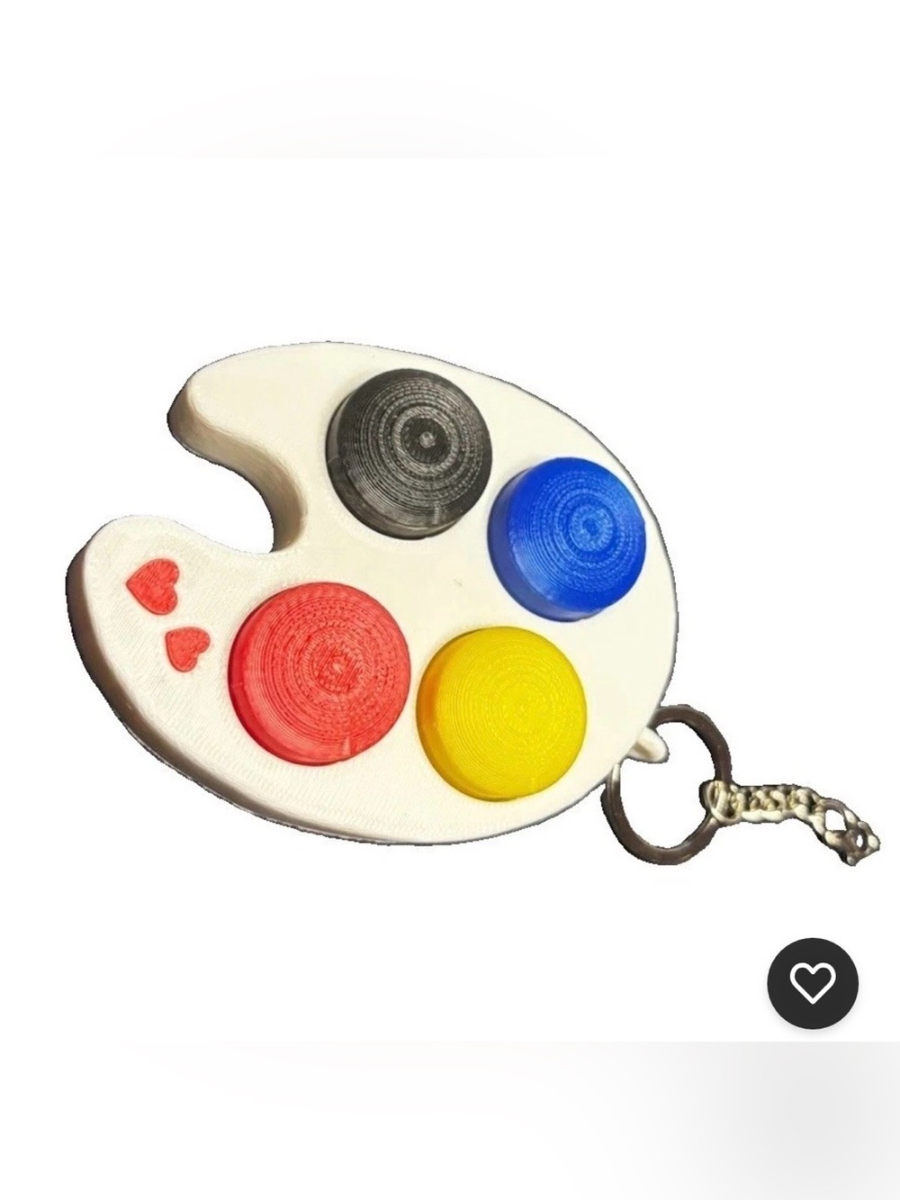 Kids Paint Palette Fidget Keychain - White with Red, Yellow, Blue, Black